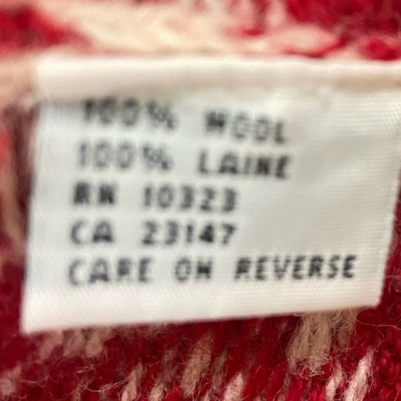Talbots 100% wool Nordic fair isle cardigan sweater red snowflakes design size 8 - Picture 10 of 11